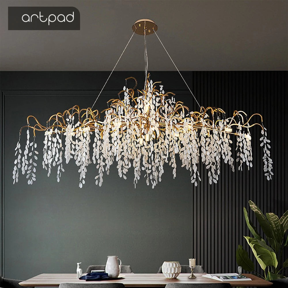 Luxury Ceiling Crystal Chandeliers LED Lighting for Living Room Modern Gold Tree Branch Hanging Pendant Light Fixture Room Decor