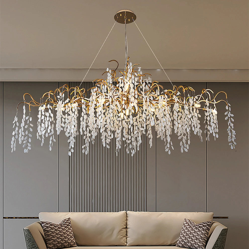 Luxury Ceiling Crystal Chandeliers LED Lighting for Living Room Modern Gold Tree Branch Hanging Pendant Light Fixture Room Decor