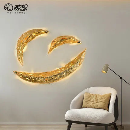 Fish-shaped postmodern light luxury wall lamp soft decoration living room sofa background wall lamp art bedroom bedside lamps