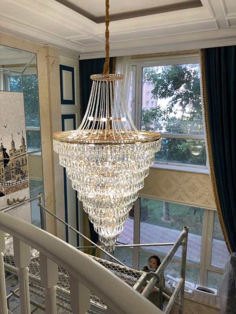 Duplex Floor Luxury Crystal big Chandelier