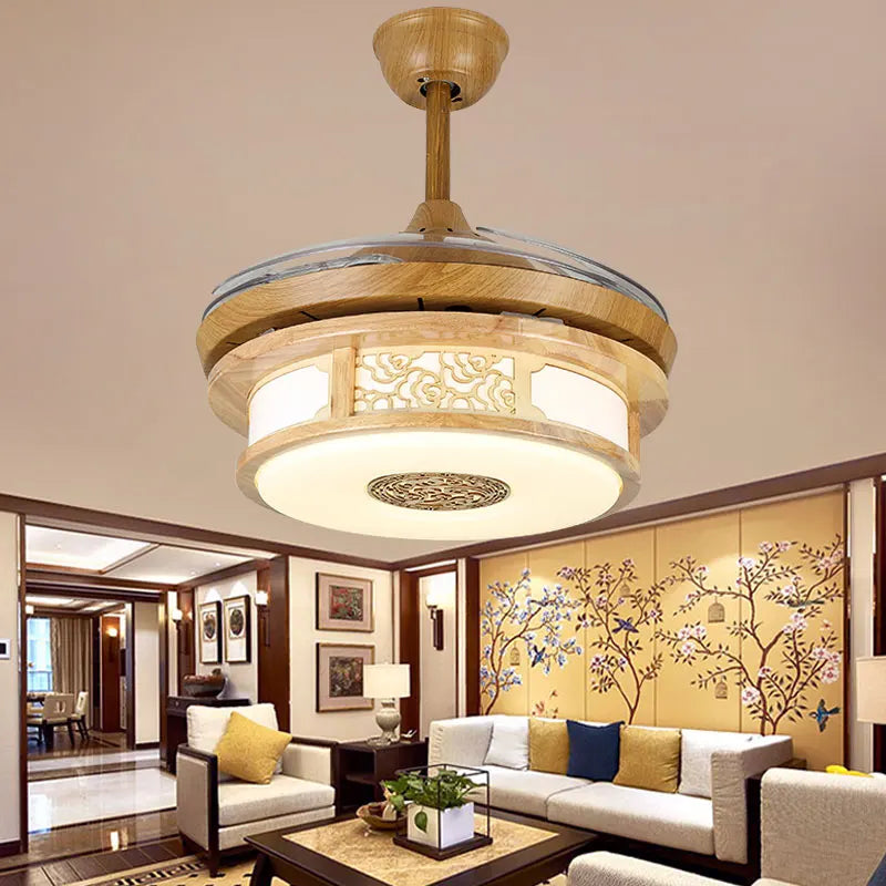 Hongcui Modern Ceiling Fan Lights Lamps With Remote Control Invisible Fan Blade Suitable For Dining Room Bedroom Restaurant