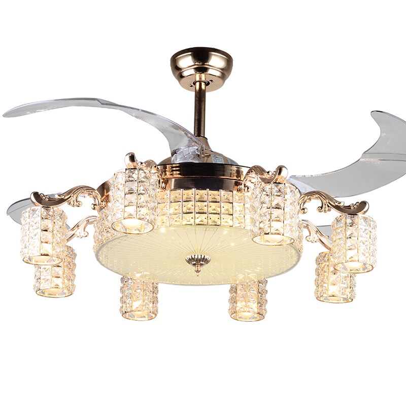 LED Crystal Gold Fan Lights