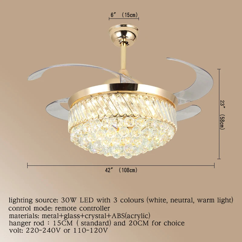 OULALA Modern Ceiling Fan Lights Lamps Remote Control Invisible Fan Blade For Dining Room Bedroom Restaurant