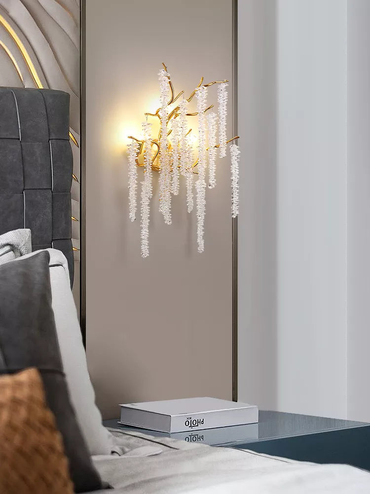 New crystal wall lamp bedside lighting modern luxury branch crystal master bedroom living room background wall decorative lamp