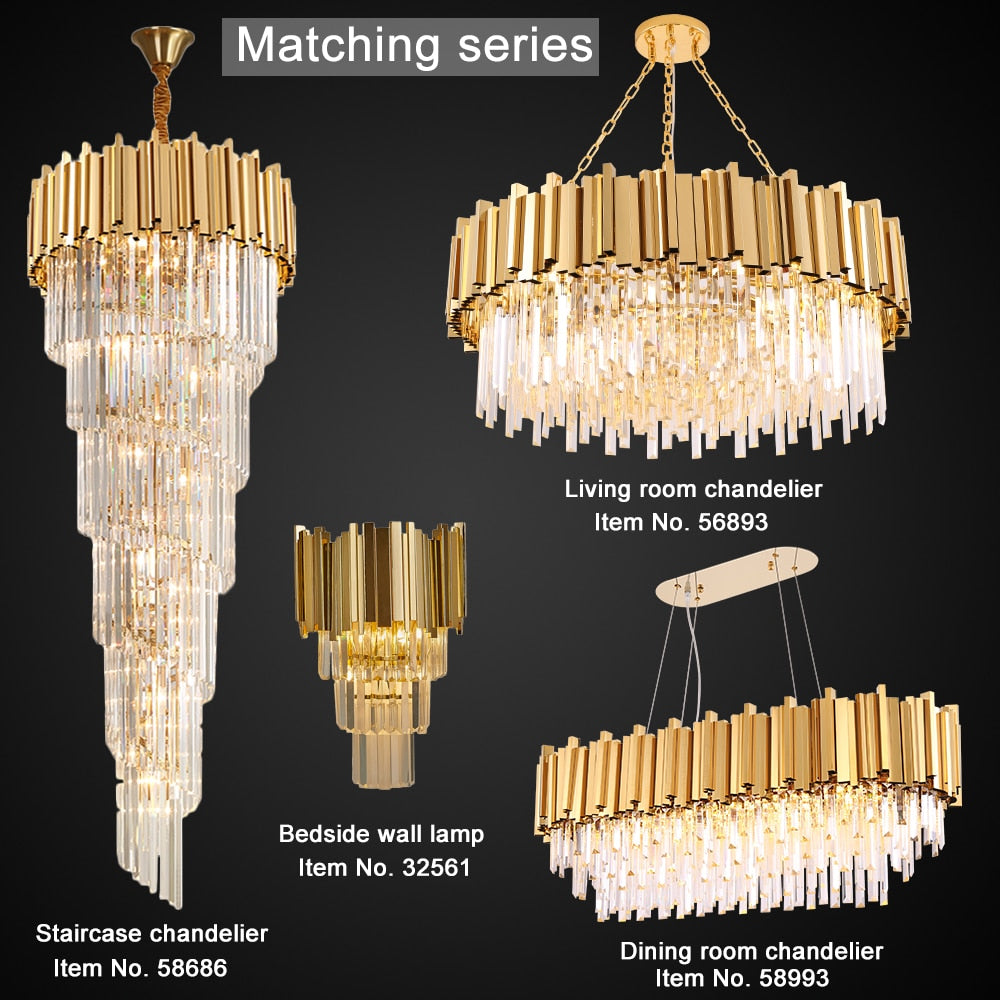 YOULAIKE modern crystal chandelier for living room luxury home decor crystal light fixture large gold dining room cristal lustre