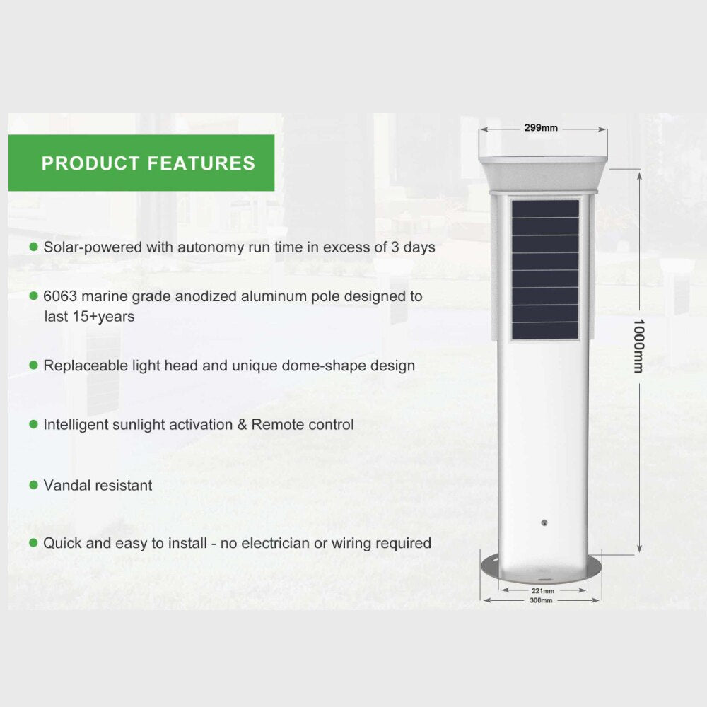 Vandal Resistance Heavy 1m Solar Lighting