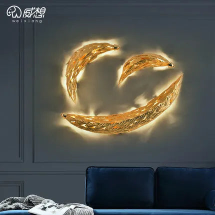 Fish-shaped postmodern light luxury wall lamp soft decoration living room sofa background wall lamp art bedroom bedside lamps