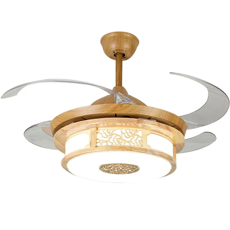 Hongcui Modern Ceiling Fan Lights Lamps With Remote Control Invisible Fan Blade Suitable For Dining Room Bedroom Restaurant