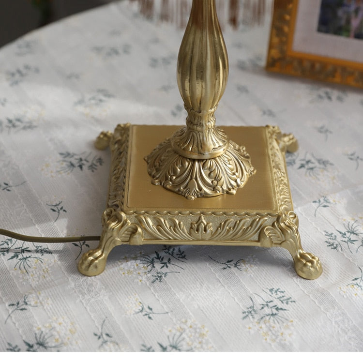vintage French brass decorative table lamp