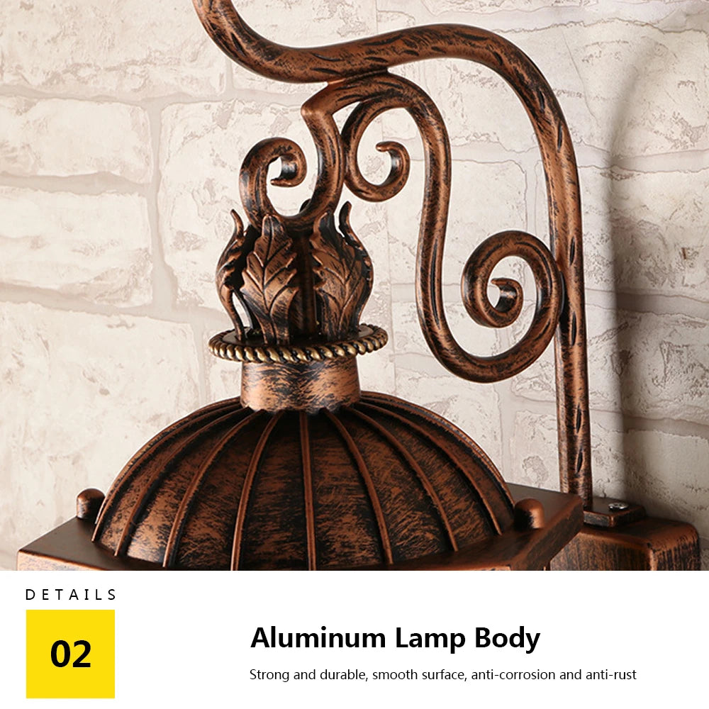 Outdoor Gold Wall Lamp Europe Retro Waterproof Vintage LED Porch Light Large Size Sconces for Decor House Villa Gate Base E27