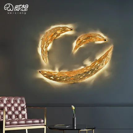 Fish-shaped postmodern light luxury wall lamp soft decoration living room sofa background wall lamp art bedroom bedside lamps