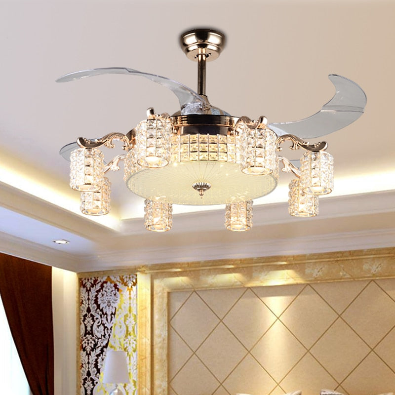 LED Crystal Gold Fan Lights