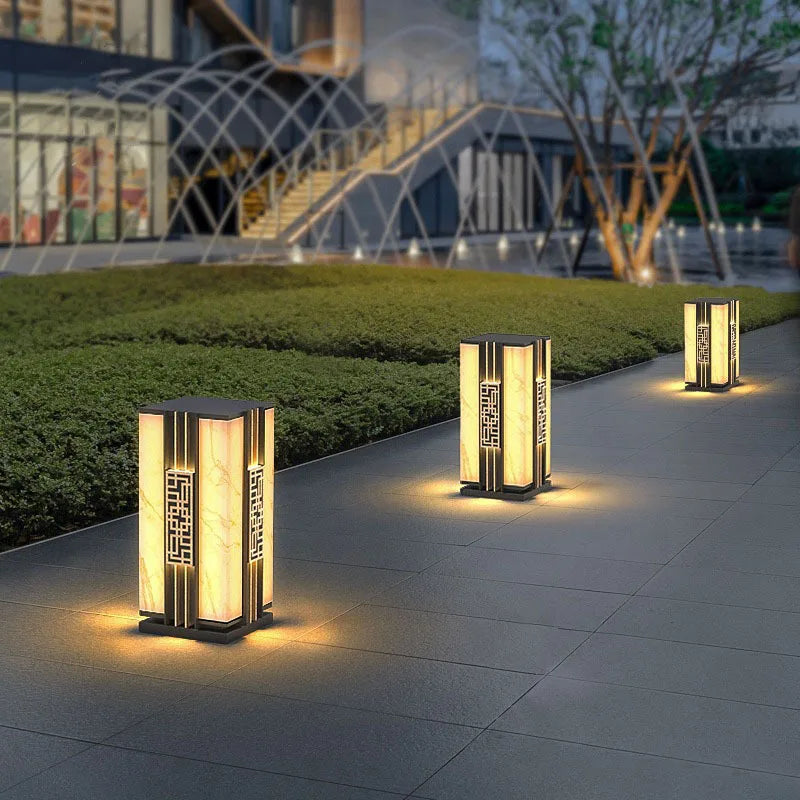 Outdoor Solar LED Lawn Light Waterproof IP65 Landscape Imitation Marble Street Lamp For Villa Courtyard Garden Decorative