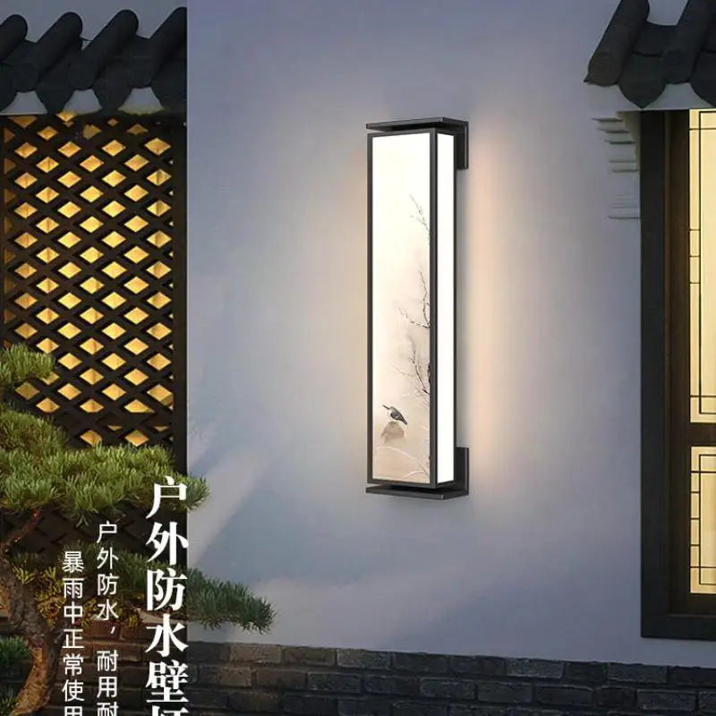 Vintage Chinese painting Garden lighting Courtyard Gate Outdoor Wall Lamp porch light Waterproof Entrance Home LED Wall sconces