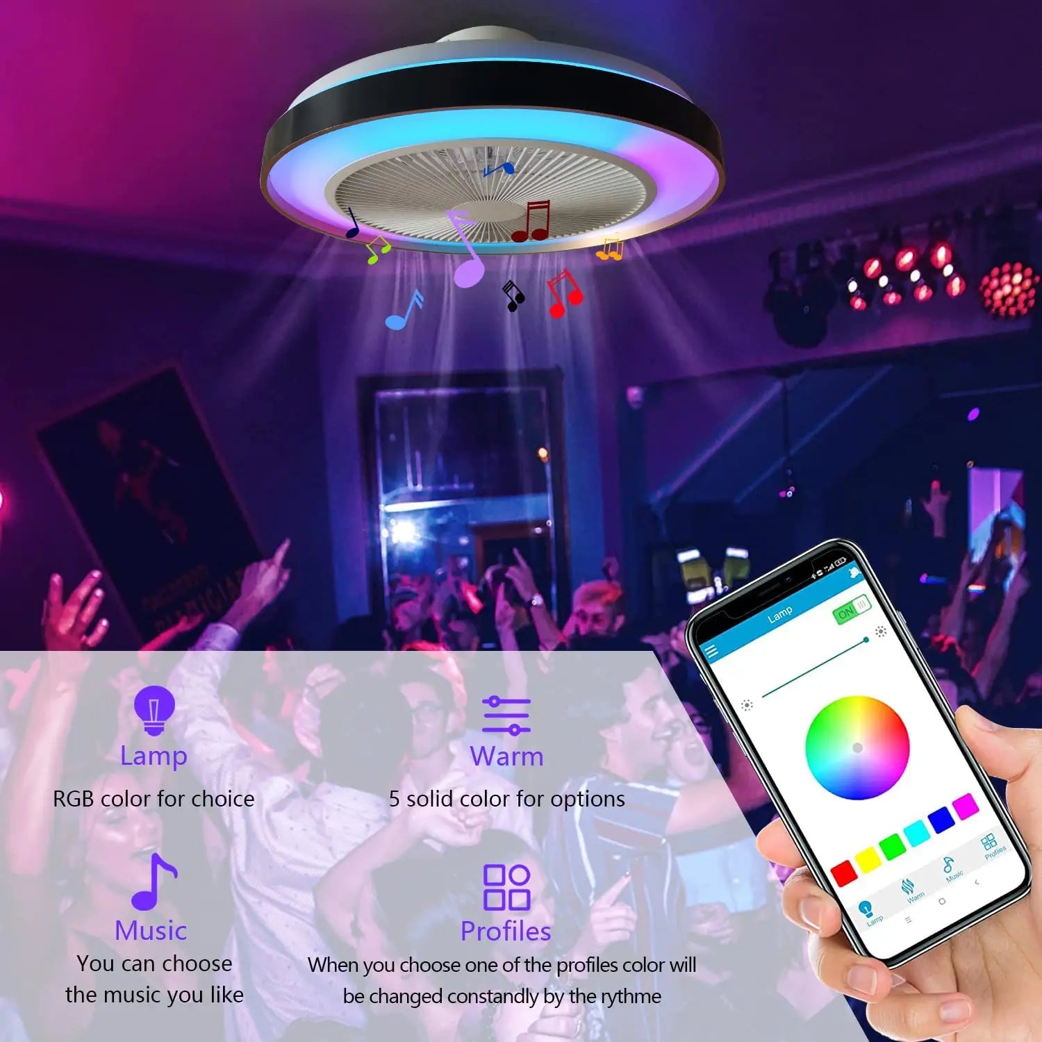 50CM Ceiling Fan With Led Light Remote Control Smart Bluetooth Ventilation Sealing Fan Lamp For Home Room Decor Free Shipping