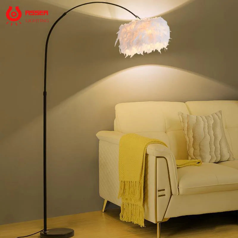 RSSER New Modern Nordic Big Sale Simple LED Floor Lamp Black White Standing Light Corner Apartment Lamp For Bedroom Decoration