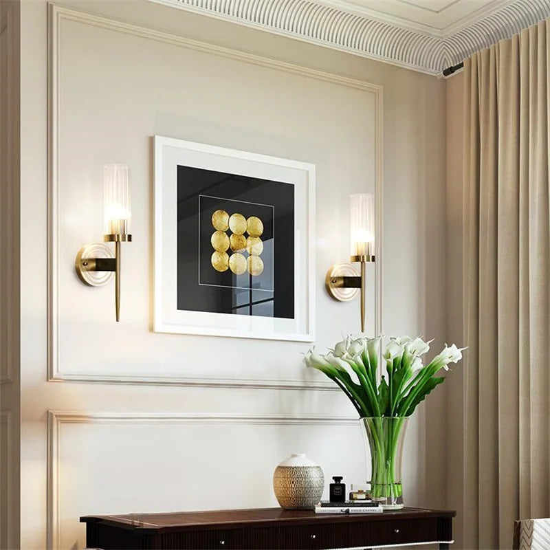 Wall Lamp Post-Modern Style Interior Lighting Fixtures Indoor Aisle Lamp Glass Bronze For Bedroom Living Meeting Room Restaurant
