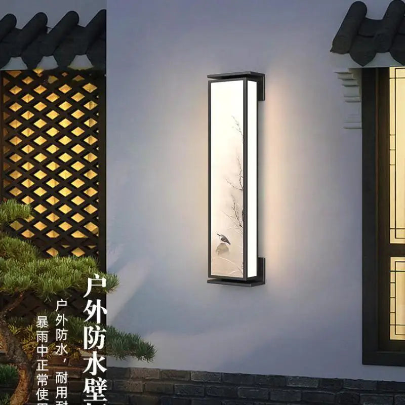Vintage Chinese painting Garden lighting Courtyard Gate Outdoor Wall Lamp porch light Waterproof Entrance Home LED Wall sconces