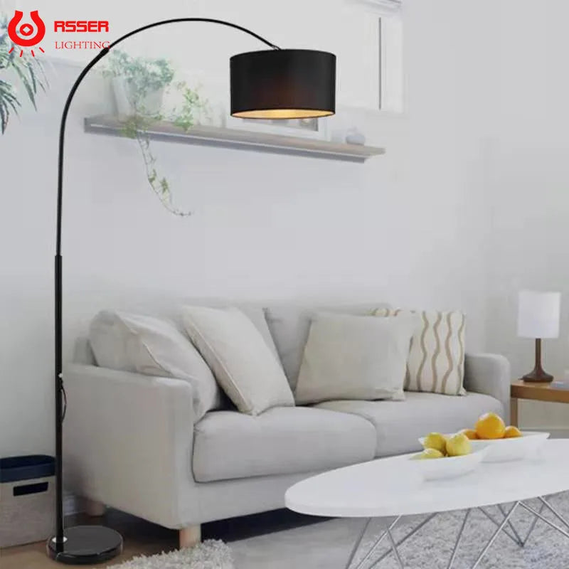 RSSER New Modern Nordic Big Sale Simple LED Floor Lamp Black White Standing Light Corner Apartment Lamp For Bedroom Decoration