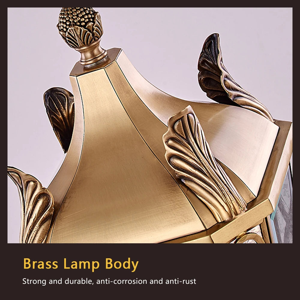 SANDIY Pillar Light Brass Post Lamp Waterproof Column Light Retro Outdoor Garden Illumination Landscape Lawn Yard Street Lights