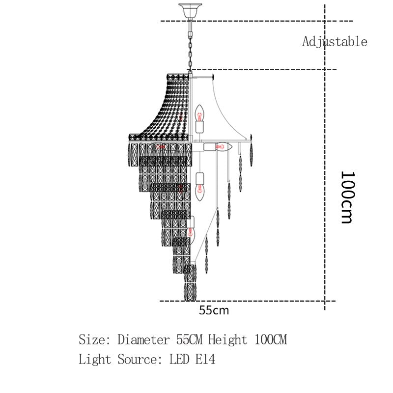 Duplex Floor Luxury Crystal big Chandelier