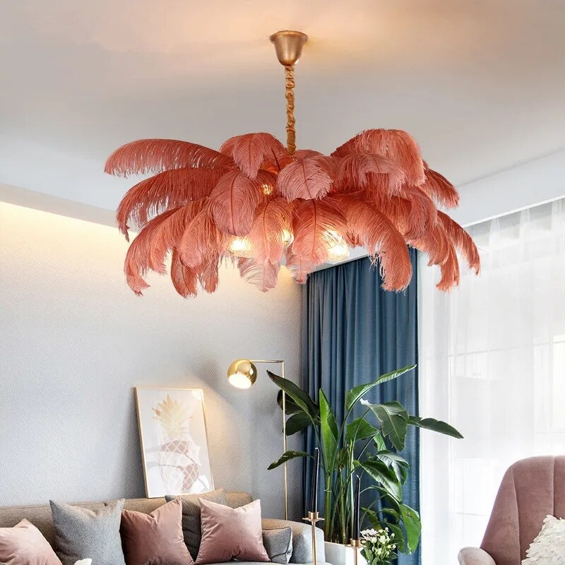 Modern LED Ostrich Feather Chandeliers