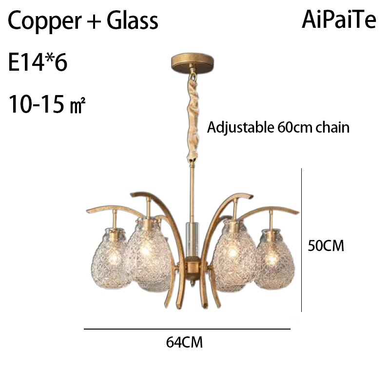 Full Brass LED Glass Chandelier
