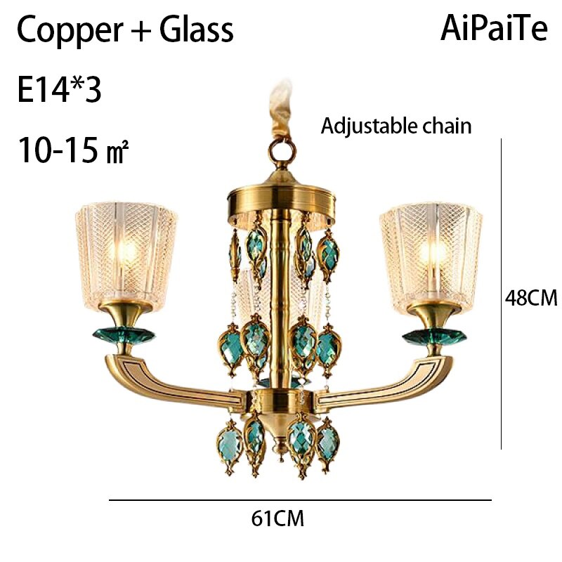 Full Brass LED Glass Chandelier