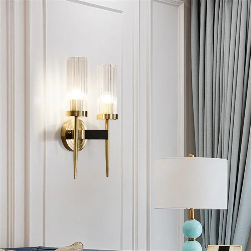 Wall Lamp Post-Modern Style Interior Lighting Fixtures Indoor Aisle Lamp Glass Bronze For Bedroom Living Meeting Room Restaurant