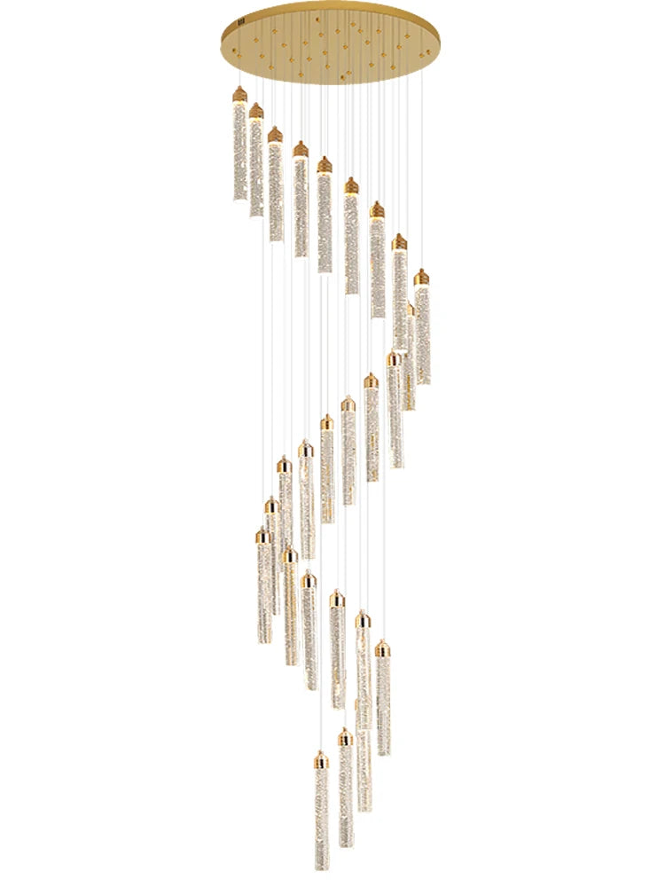 Crystal stair pendant lamp Luxury living room long LED crystal lamp Modern Interior designer home decoration golden loft lamp
