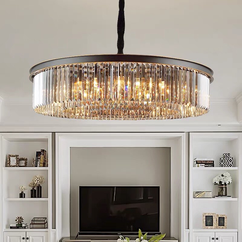 Led Smoky Grey Crystal Ceiling Light