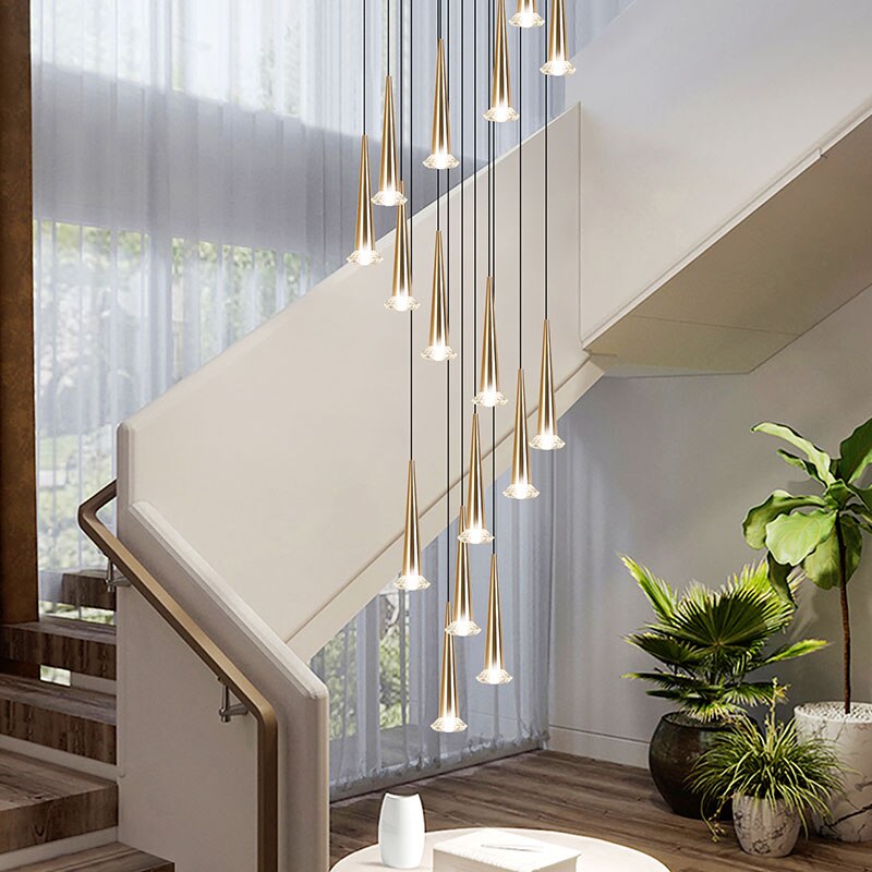 Modern Crystal LED Staircase Chandelier