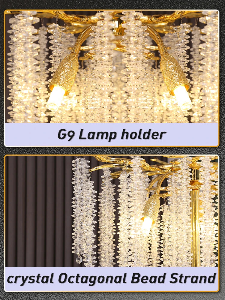 Nordic Luxury Crystal Floor Lamp Indoor Gold LED Living Room Bedroom Decor Stand Lighting Modern Floor Lamps 2023 New Design