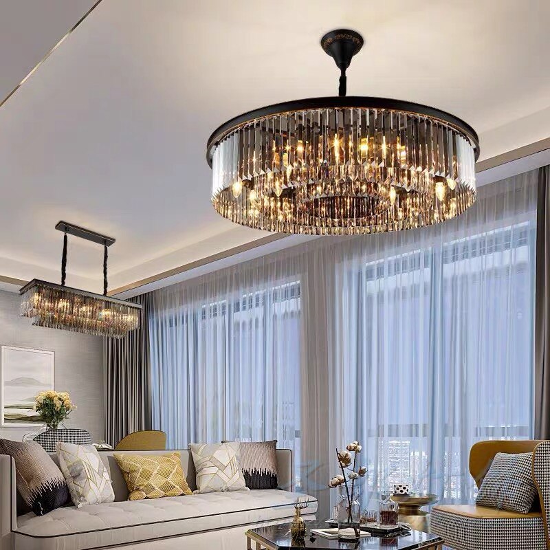 Led Smoky Grey Crystal Ceiling Light