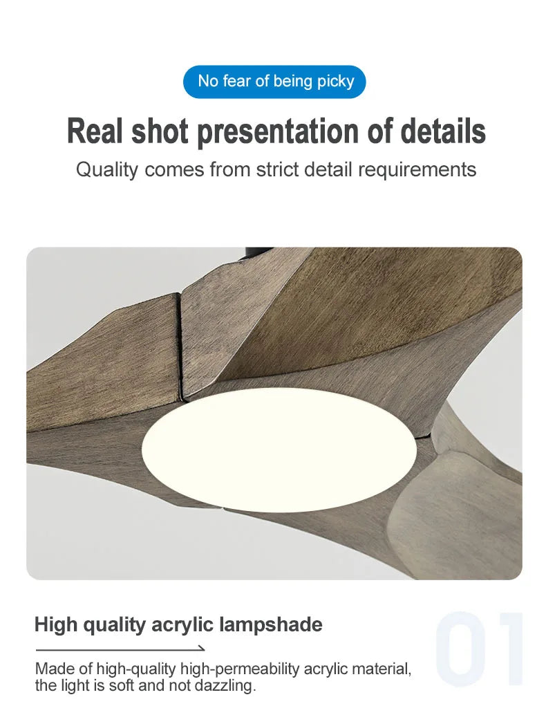 Modern 60/70 Inches Wooden Ceiling Fan With Led Light And Control For Bedroom Living Room Home Office Lounge Ceiling Fans