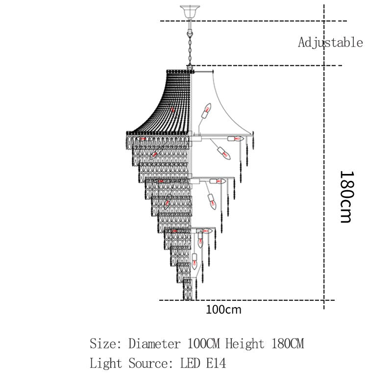 Duplex Floor Luxury Crystal big Chandelier