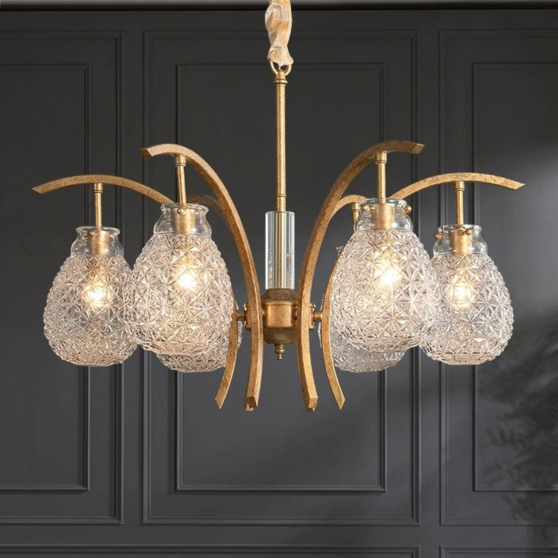 Full Brass LED Glass Chandelier