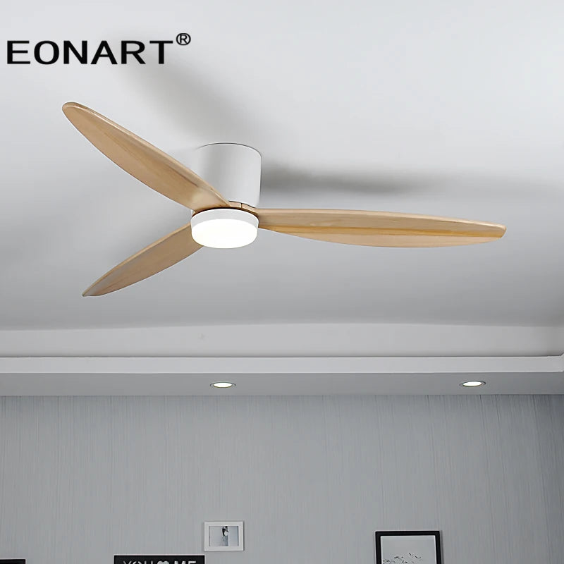 60Inch Design Fan Modern Floor Wood Dc Ceiling Fan Lamp With Remote Control Indoor Solid Wood LED light Fans For Home Ventilador