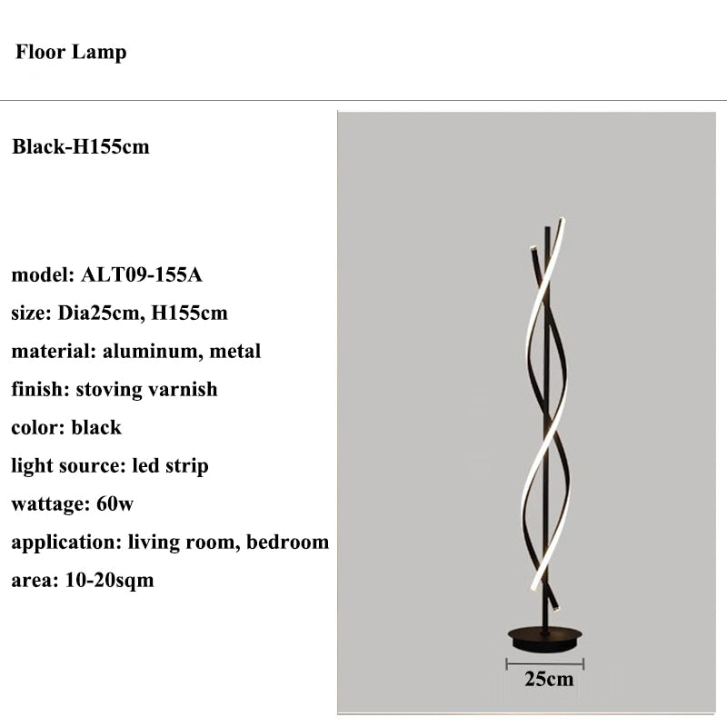 Modern Spiral Metal Led Floor Lamp