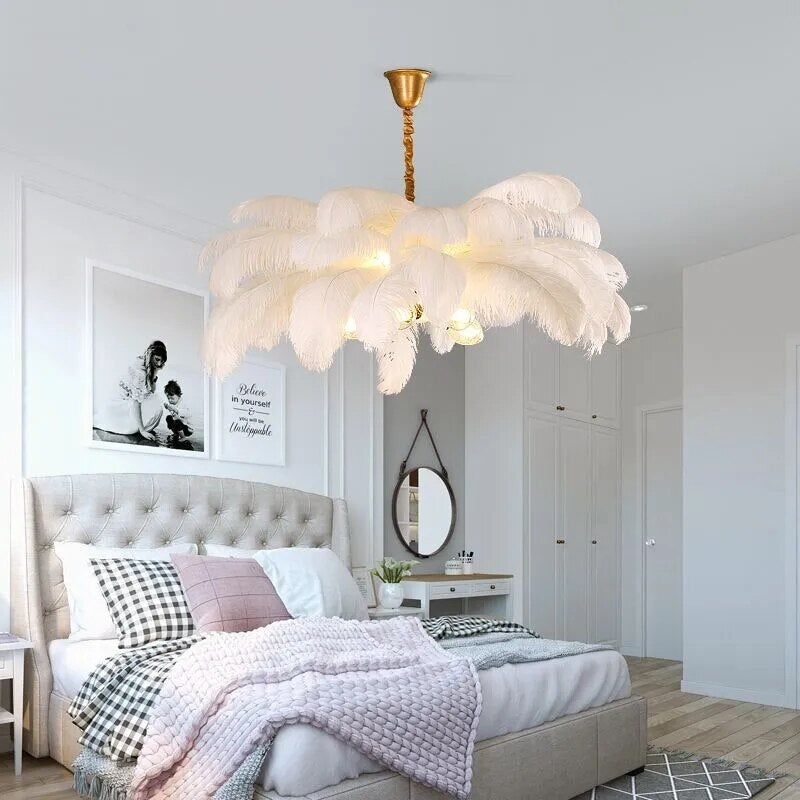 Modern LED Ostrich Feather Chandeliers