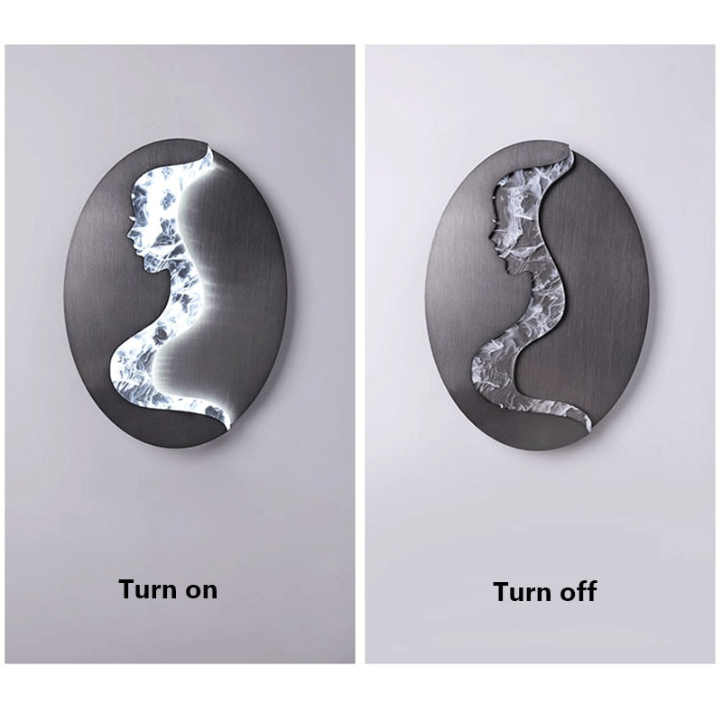 Abstract Girl Face Modeling Wall Lamp