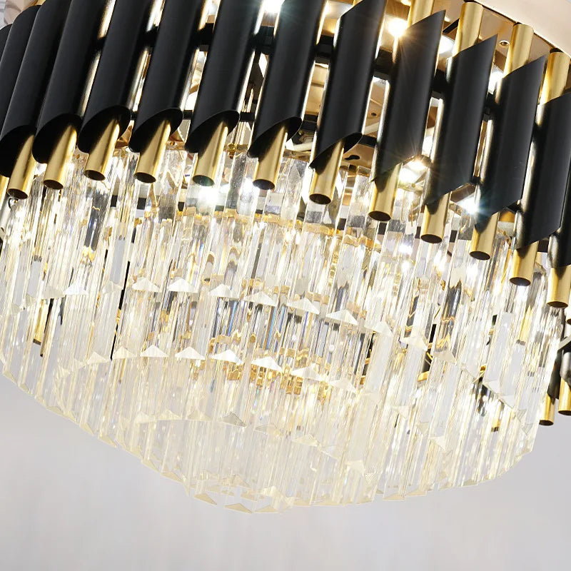 42 48 Inch Luxury Crystal Ceiling Fan With Light Modern Led Chandelier Remote Control Fan Lamp with Retractable Blades Bedroom