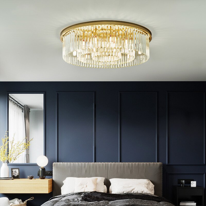 Led Smoky Grey Crystal Ceiling Light