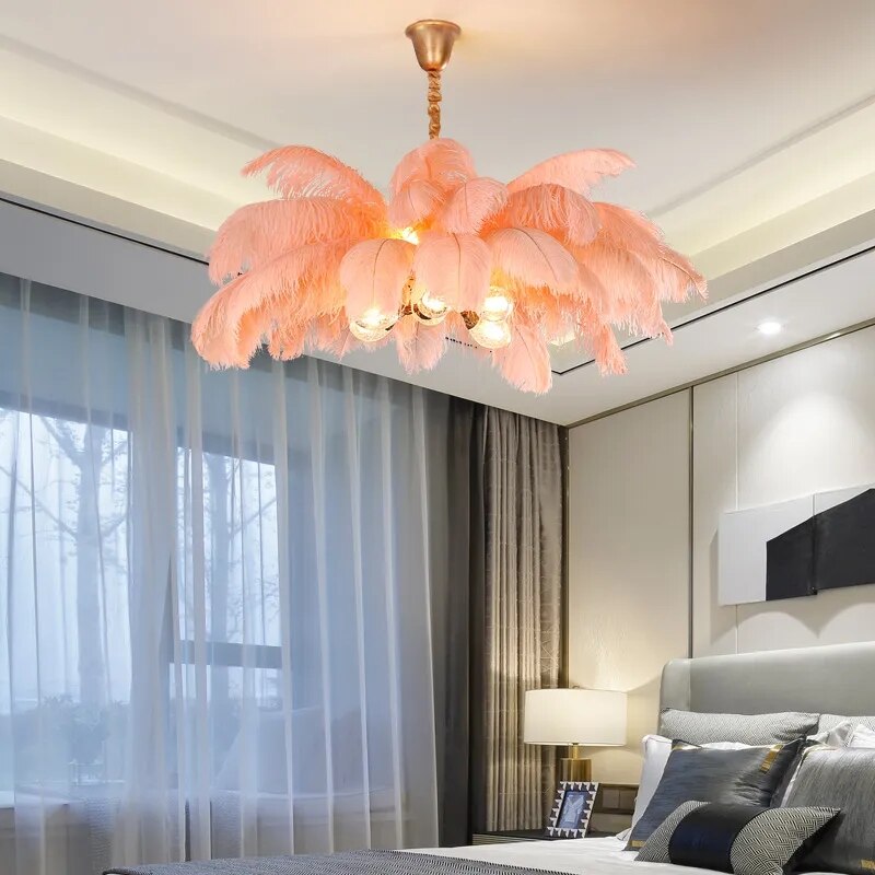 Modern LED Ostrich Feather Chandeliers