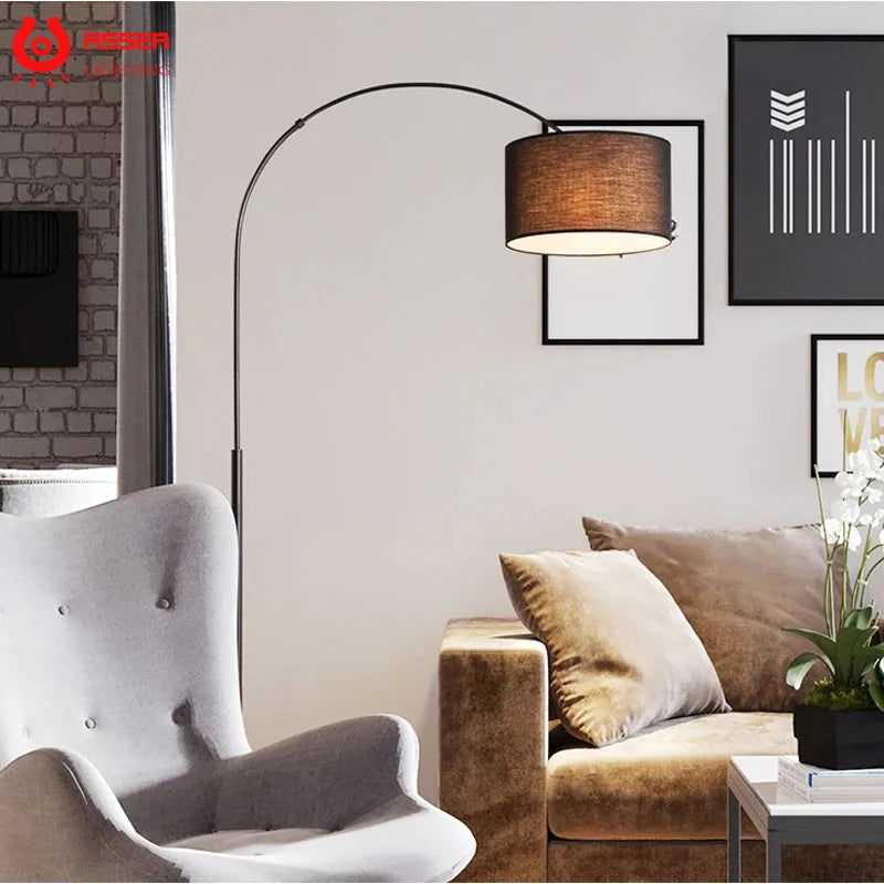 RSSER New Modern Nordic Big Sale Simple LED Floor Lamp Black White Standing Light Corner Apartment Lamp For Bedroom Decoration