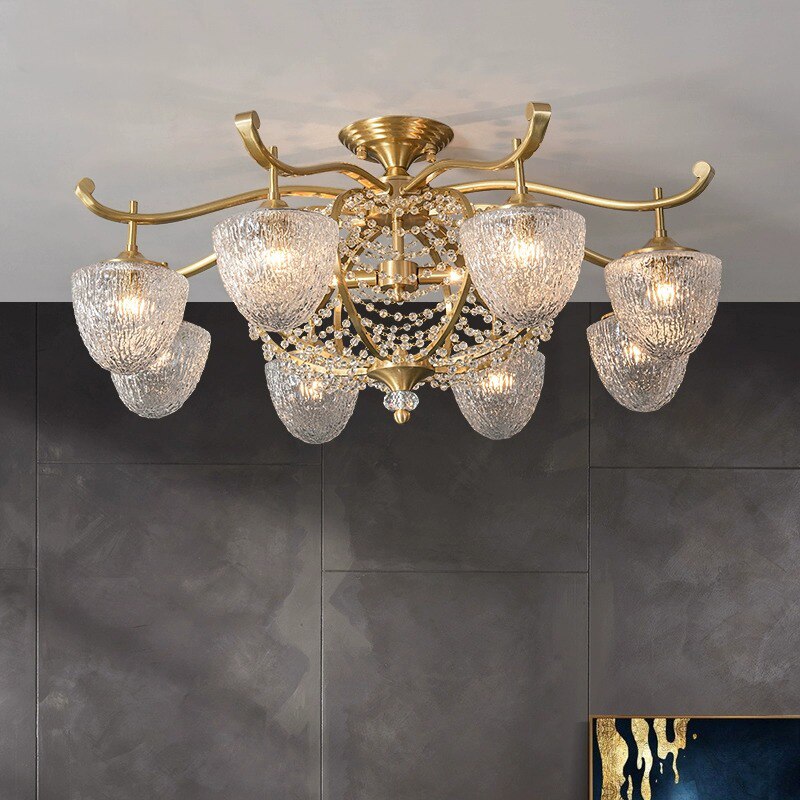 Full Brass LED Glass Chandelier