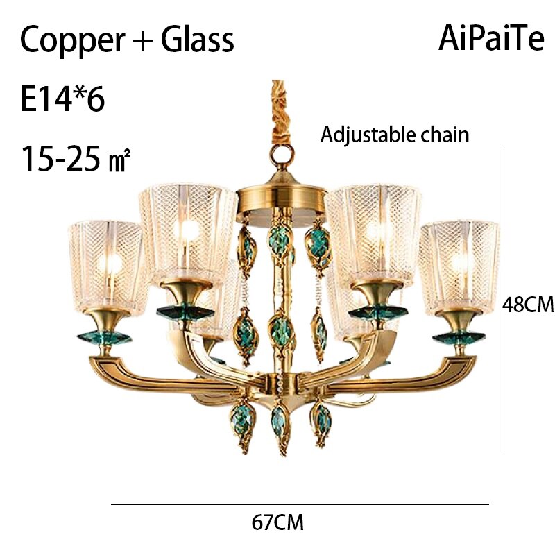 Full Brass LED Glass Chandelier