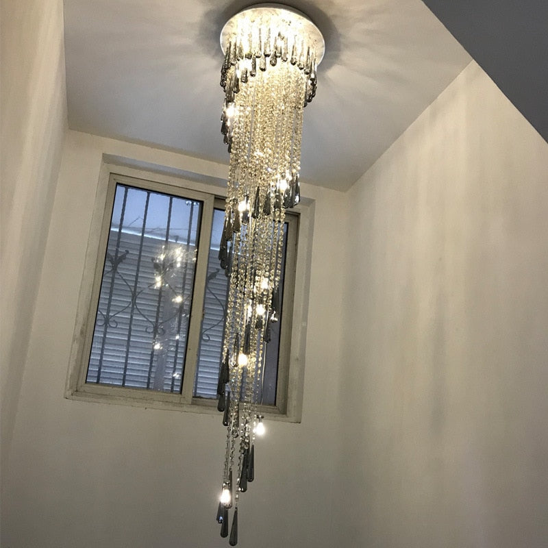 Duplex Building Stair Crystal Chandelier