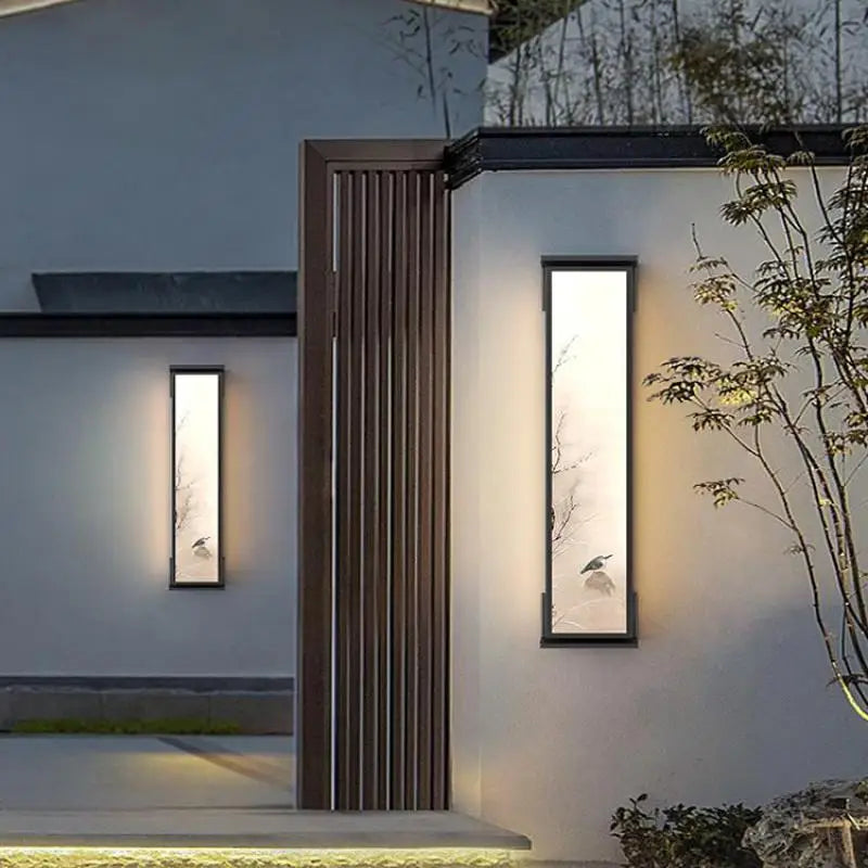 Vintage Chinese painting Garden lighting Courtyard Gate Outdoor Wall Lamp porch light Waterproof Entrance Home LED Wall sconces