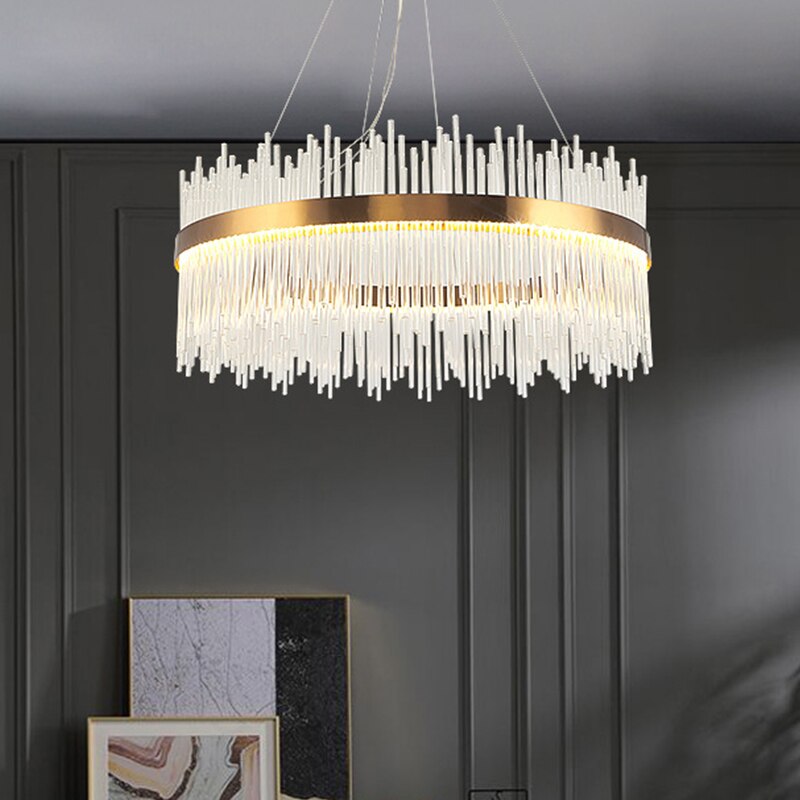 Modern Minimalist Crystal Round Oval Ceiling Chandelier